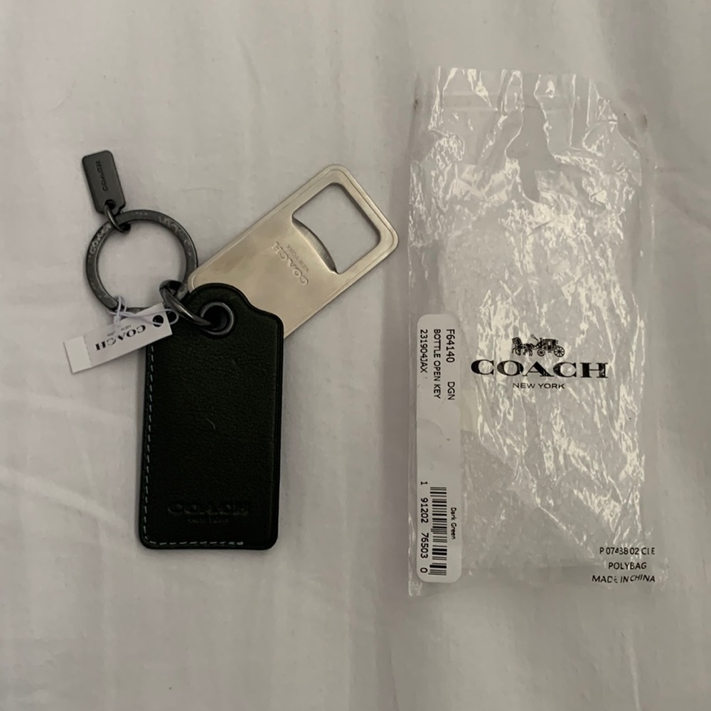 Coach leather key fob and bottle opener - NWT